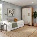 Ver imagem 2 de Conjunto Quarto Sofá-Cama Duo + Guarda-Roupa Paris Casal 4 Portas 2 Gavetas com 2 Colchões - Branco