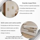Ver imagem 6 de Conjunto Quarto Sofá-Cama Duo + Guarda-Roupa Paris Casal 4 Portas 2 Gavetas com 2 Colchões - Branco