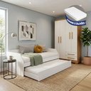 Ver imagem 5 de Conjunto Quarto Sofá-Cama Duo + Guarda-Roupa Paris Casal 4 Portas 2 Gavetas com 2 Colchões - Branco
