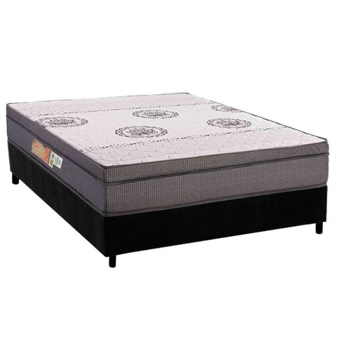 Conjunto Box Casal: Colchão Espuma Polar D28 Orthopremium Grey + Base Crc Suede Black (138x188)