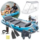 Ver imagem 5 de Barco Bote Inflável Excursion 5 Azul Intex Capota Suporte Motor Remos e Bomba