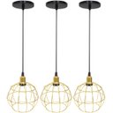 Ver imagem 1 de 3 Pendentes Aramado Globo Luminária Lustre Luxo Teto Retrô Vintage Dourado Agp Ilumini Industrial
