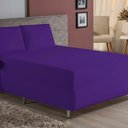 Ver imagem 2 de Jogo de Cama King Nobre 3 Peças Luva de Box 55cm de Altura Malha 100% Algodão - Roxo