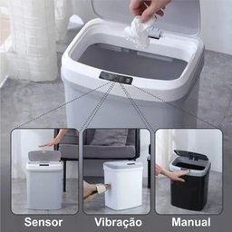 Lixeira Cozinha Banheiro Escritório Automática Sensor 15l - 4