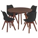 Ver imagem 2 de Conjunto Mesa de Jantar Redonda Vértice 105cm Nozes com 4 Cadeiras Leda em Madeira Maciça - Preto