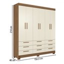 Ver imagem 4 de Guarda-roupa Casal Marilena 6 Portas 9 Gavetas Jatoba/areia - Pnr Móveis