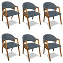 Ver imagem 1 de Cadeira Sala de Jantar em Madeira Kit 6 Yara Suede Azul Marinho D03 - D’Rossi