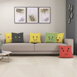 Capas de Almofadas Colorida Digital Emoji Kit 6 Peças Estampadas Digital Decorativa Sala Quarto Sofá - 2