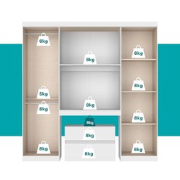Guarda Roupa Infantil 6 Portas, 2 Gavetas, Painel de Tv 32 Polegadas e Gaveteiro Porto Móveis Carraro - 6