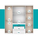 Ver imagem 6 de Guarda Roupa Infantil 6 Portas, 2 Gavetas, Painel de Tv 32 Polegadas e Gaveteiro Porto Móveis Carraro