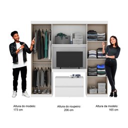 Guarda Roupa Infantil 6 Portas, 2 Gavetas, Painel de Tv 32 Polegadas e Gaveteiro Porto Móveis Carraro - 5