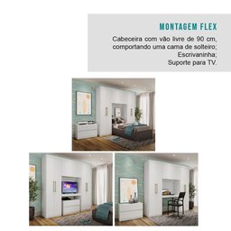 Guarda Roupa Infantil 6 Portas, 2 Gavetas, Painel de Tv 32 Polegadas e Gaveteiro Porto Móveis Carraro - 8
