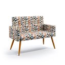 Ver imagem 2 de Kit 2 Poltronas Namoradeira Nina e Puff Solar Suede Estampado Laranja Aradecor