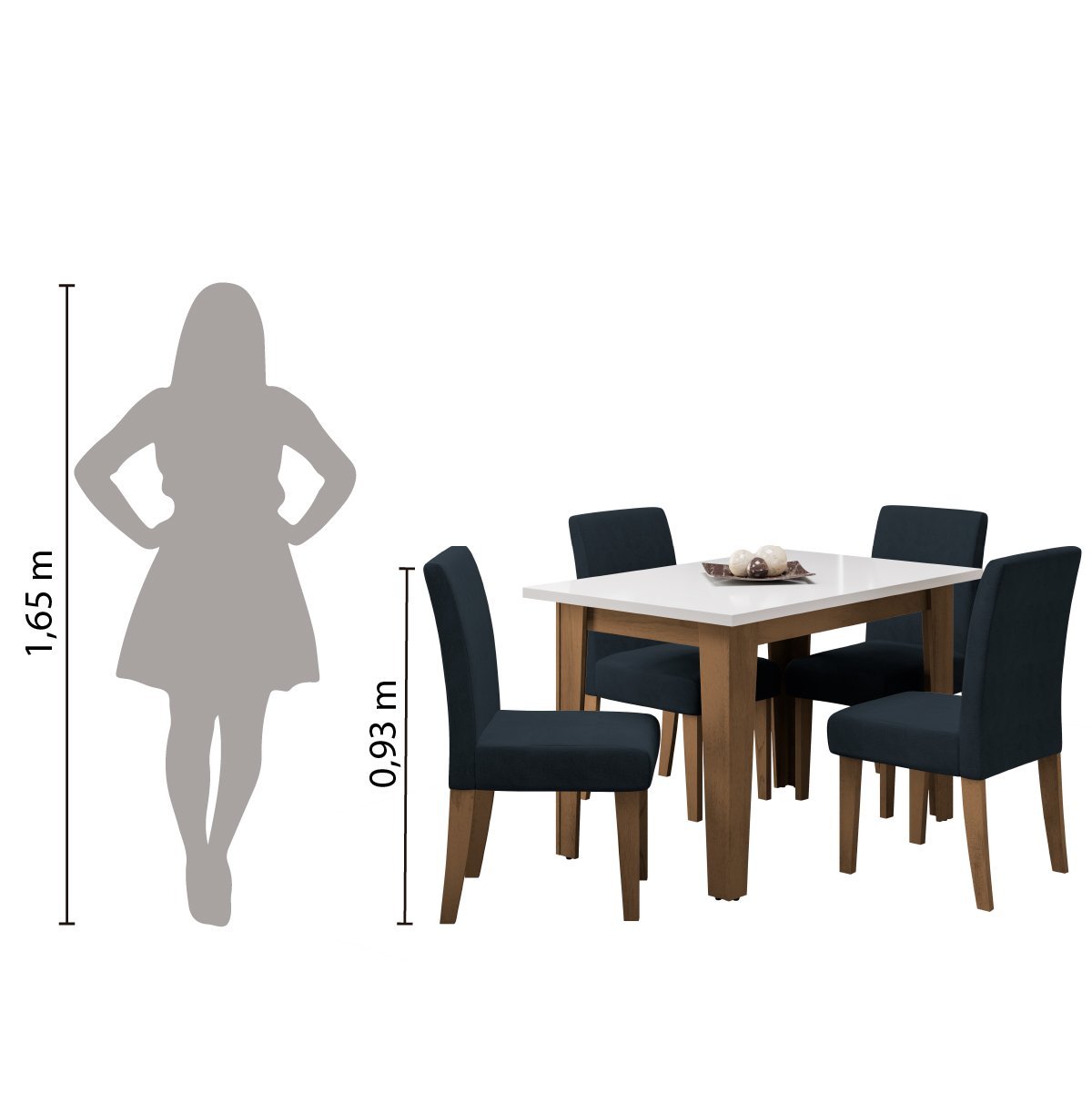 Conjunto de Mesa Sala de Jantar Miami com 4 Cadeiras Trieste Suede 1,20m Cedro/off White/chumbo - 6