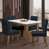 Conjunto de Mesa Sala de Jantar Miami com 4 Cadeiras Trieste Suede 1,20m Cedro/off White/chumbo - 1