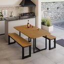 Ver imagem 1 de Conjunto 160x90cm Tampo em MDF com 2 Bancos Imperatriz Marrom/Preto/Nature