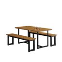 Ver imagem 2 de Conjunto 160x90cm Tampo em MDF com 2 Bancos Imperatriz Marrom/Preto/Nature