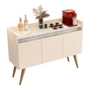 Ver imagem 1 de Aparador Buffet Gold Marmorizado 3 Portas Pés Madeira Maciça Off White/marmore Branco