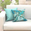 Ver imagem 3 de Kit Capas de Almofadas Decorativas Azul Tiffany Arabesco Composê 45cm x 45cm Com Zíper 4 Unidades