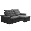 Ver imagem 1 de Sofá Retrátil Reclinável para Sala 3 Lugares 230cm Nijma F04 Veludo Cinza Escuro - Lyam Decor