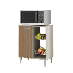 Balcão Fruteira com 1 Porta e 2 Cestos 0,63 Cm Esmeralda Hr Móveis:elmo-marrom