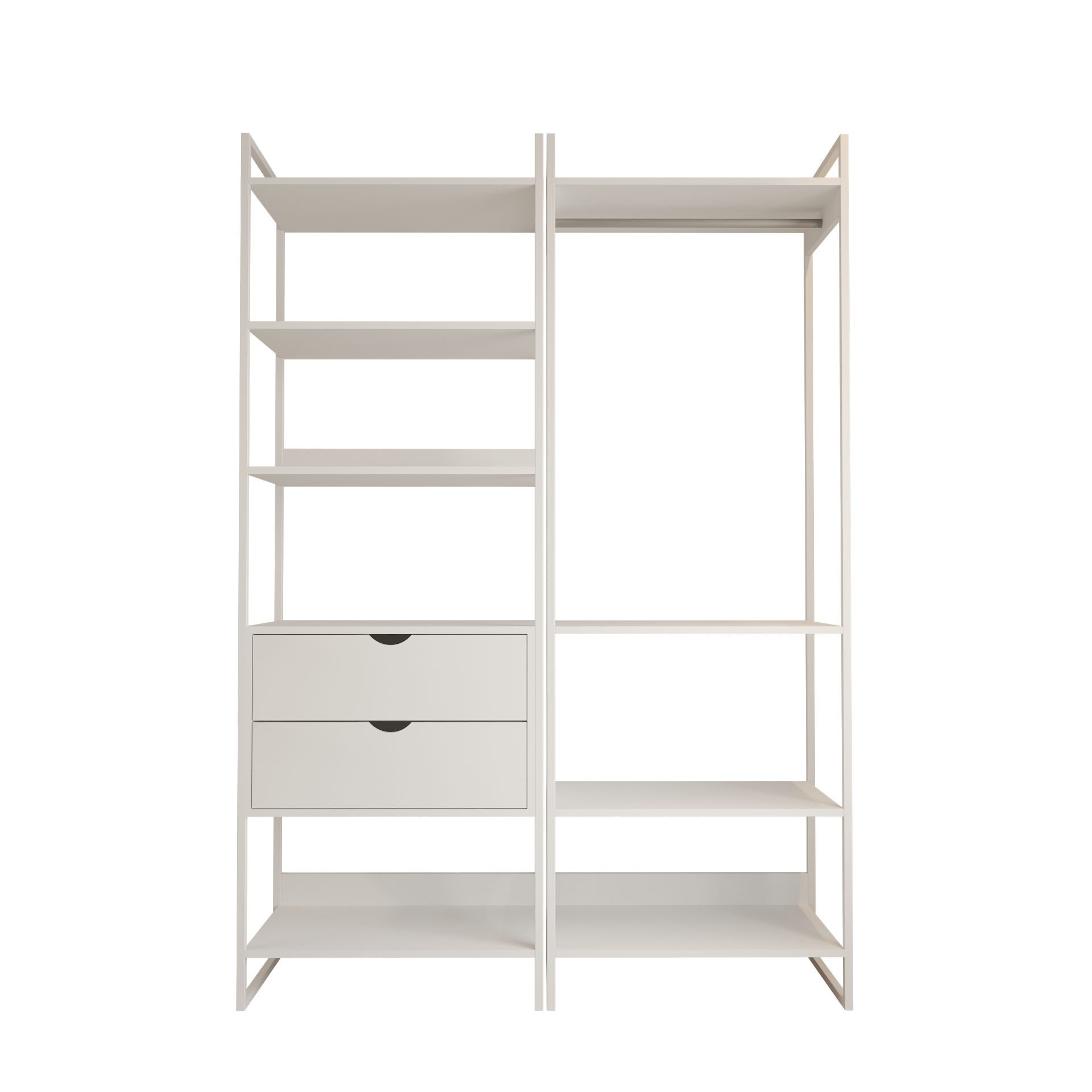 Dois Modulo para Closet Industrial Ferro Branco Tampo Branco - 2