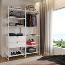 Ver imagem 1 de Dois Modulo Closet Industrial para Quarto com Gaveta e Cabideiro Ferro Branco Tampo Branco