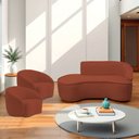 Ver imagem 1 de Kit Divã Recamier Orgânico Marrocos 160cm Lado Esquerdo e 2 Poltronas Amore Bouclé Terracota