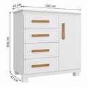 Ver imagem 3 de Cômoda Monique Grande 4 Gavetas 1 Porta com Prateleira 100% MDF Yescasa