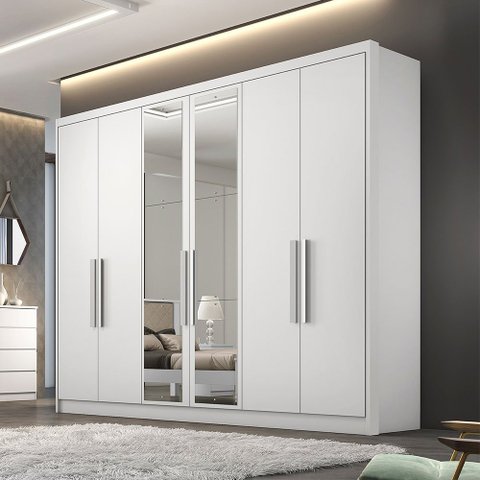 Guarda Roupa Marselha 6 Portas 6 Gavetas Com Espelho Clic Móveis