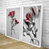 Quadro com Moldura Chanfrada Flores Vermelhas Branco - Grande - 3