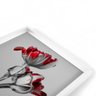 Quadro com Moldura Chanfrada Flores Vermelhas Branco - Grande - 4