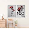 Quadro com Moldura Chanfrada Flores Vermelhas Branco - Grande - 5
