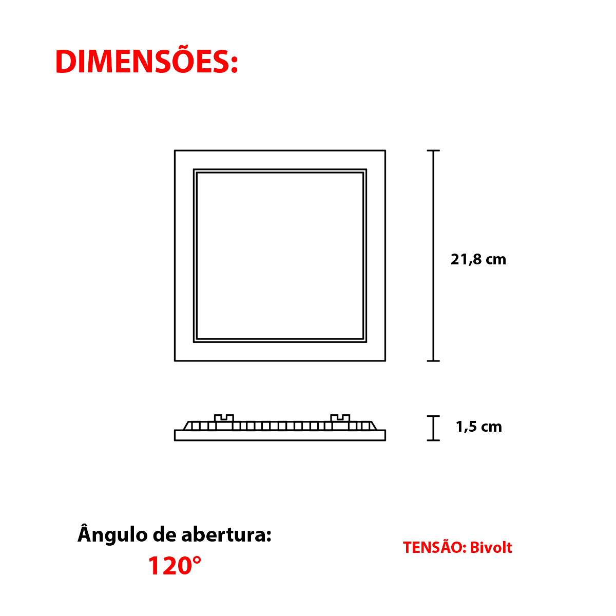 Painel Led de Embutir Blumenau Quadrado 18W Bivolt 6500K - 4