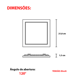 Painel Led de Embutir Blumenau Quadrado 18W Bivolt 6500K - 4