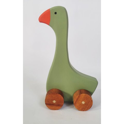 Ganso de Madeira Maciça. Pintado. Brinquedo Artesanal e Decoração.