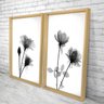 Quadro com Moldura Chanfrada Flores Preto e Branco MADEIRA CLARA - Médio - 3