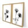 Quadro com Moldura Chanfrada Flores Preto e Branco MADEIRA CLARA - Médio - 5