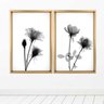 Quadro com Moldura Chanfrada Flores Preto e Branco MADEIRA CLARA - Médio - 1