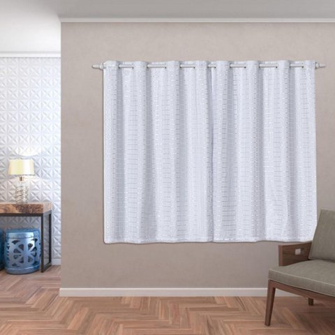 Cortina Blackout Pvc com Tecido Voil Xadrez 2,80 M X 1,60 M - Branco