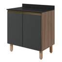 Ver imagem 1 de Balcão com Tampo 2 Portas MDF 70 cm Kali 1222122 Carvalho Toq Chumbo Nicioli