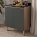 Ver imagem 2 de Balcão com Tampo 2 Portas MDF 70 cm Kali 1222122 Carvalho Toq Chumbo Nicioli
