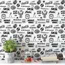 Ver imagem 2 de Papel de Parede Temático Marcas Branco e Preto - 3,00x0,50m
