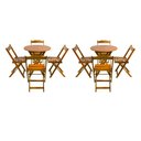 Ver imagem 1 de Kit 2 Jogos de Mesa Dobrável com 4 Cadeiras Tampo Redondo 70x70 Mel