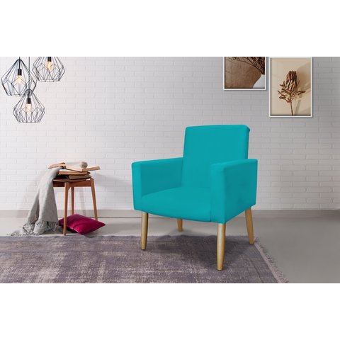POLTRONA NINA DECORATIVA SALA E ESCRITORIO:azul turquesa