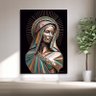 Quadro Decorativo Religioso Mãe Divina em Bronze - 100x70 Cm - 4