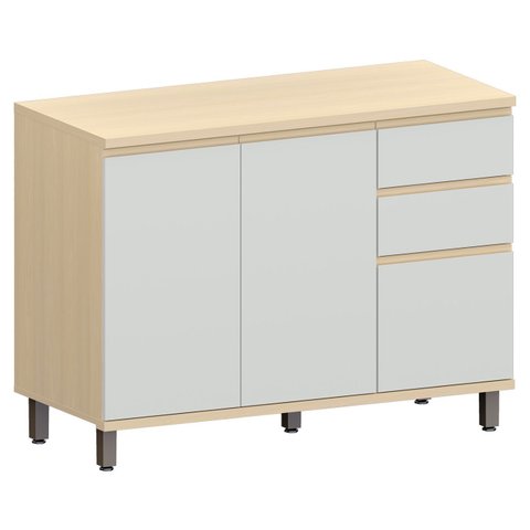 Balcão de Cozinha com Tampo 120cm Pierre Carvalho/cinza L01 - Mpozenato