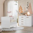 Ver imagem 2 de Jogo de Quarto Infantil Pérola Cômoda e Berço Branco - Peternella Móveis