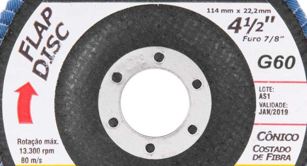 Flap disc 4.1/2" g60 costado fibra cônico p/ aço carb e inox - 3