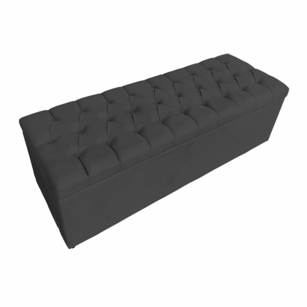 Calçadeira Baú Paris Slim Casal 1,40 M Suede Preto